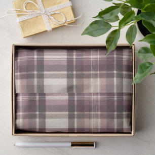 Papel De Seda Tartan Plaid de Plum Purpura Vintage y Crema
