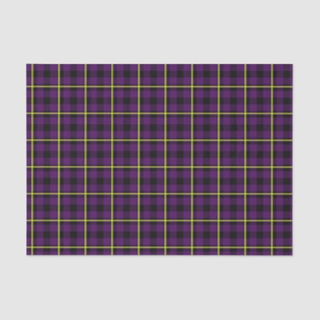 Papel De Seda Tartán púrpura y amarillo medio (Anverso)