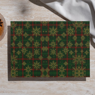 Papel De Seda Tartan Rojo y Verde Copo de Nieve Steampunk
