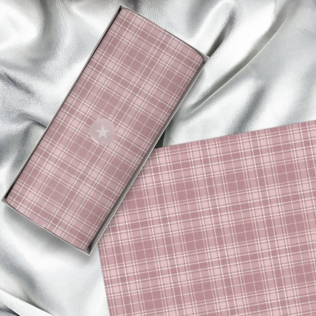 Papel De Seda Tartán - Rosa oscuro y claro con cemento blanco (Tartan - Dark and Light Pink with Cement White Tissue Paper by Leapfroglisics Shop)