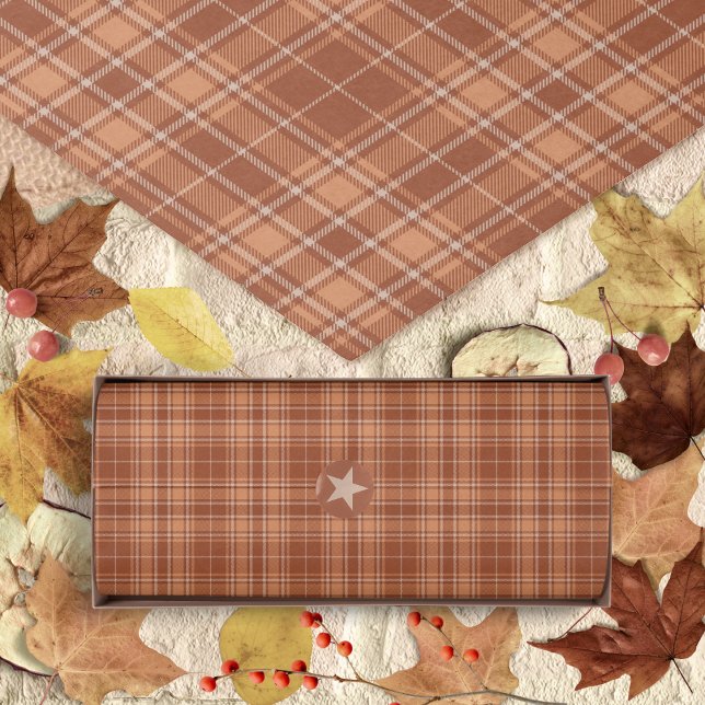 Papel De Seda Tartán - Siena-Terracotta-Marrón Láctea quemada (Tartan - Burnt Sienna-Terracotta-Milky Brown Tissue Paper by Leapfroglisics Shop)