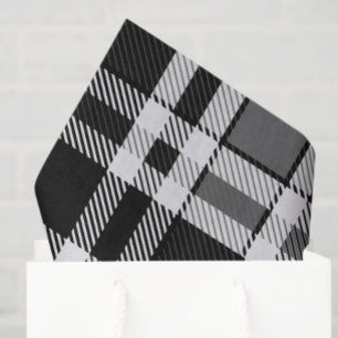 Papel De Seda Tartán Tartán Tartán de plástico blanco gris negro