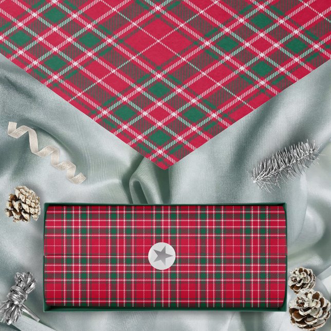Papel De Seda Tartán - Verde Rojo y Blanco (Tartan - Red Green and White - Tissue Paper by Leapfroglisics Shop)