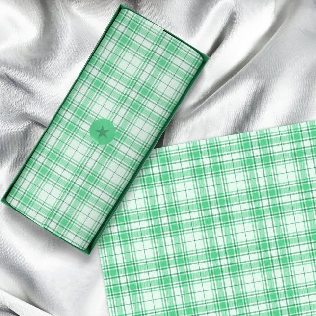 Papel De Seda Tartán - Vibrante Pastel verde a verde oscuro (Tartan - Vibrant Pastel Green to Dark Green Tissue Paper by Leapfroglisics Shop)