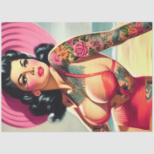 Papel De Seda Tattooed Beach Pin-up (Anverso)