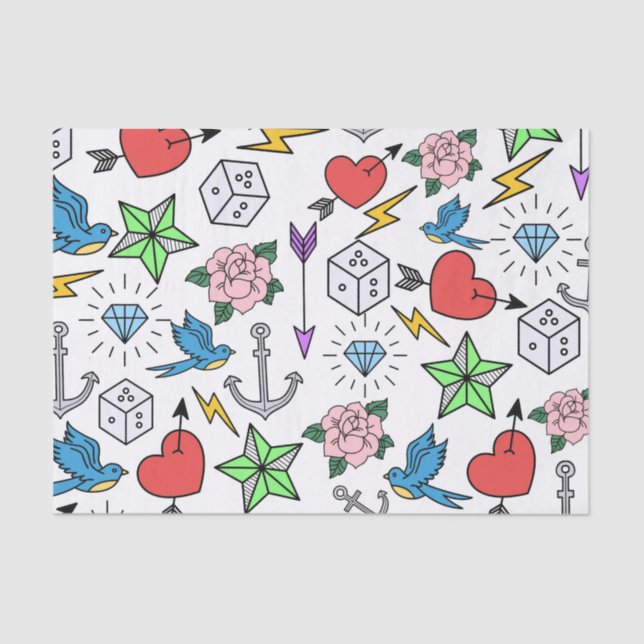 Papel De Seda Tatuaje de la vieja escuela (Anverso)