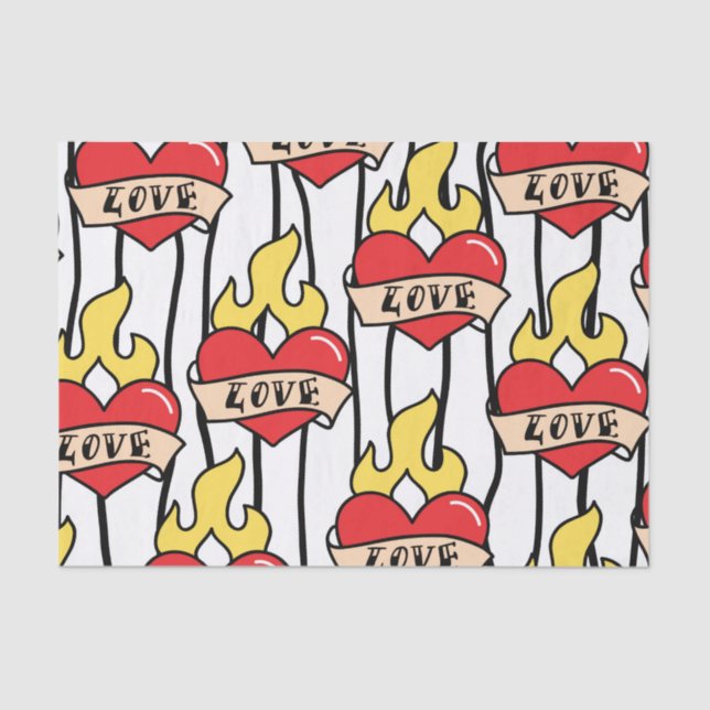 Papel De Seda Tatuaje del corazón retro (Anverso)