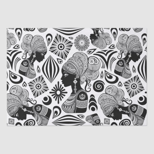 Papel De Seda Tatuaje tribal de retrato Chica africano (Anverso)