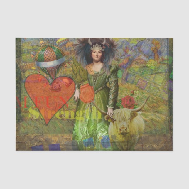 Papel De Seda Taurus clásico retrato de mujer gótica (Anverso)