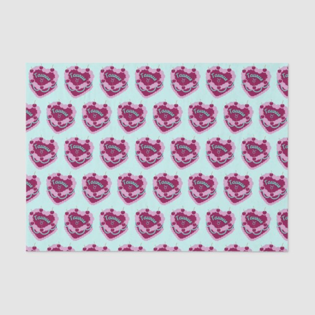 Papel De Seda Taurus Zodiac Coquette Heart Birthday Cake (Anverso)