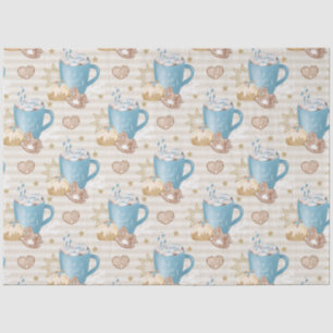 Papel De Seda Taza Azul y Patrón de Galleta de Jengibre