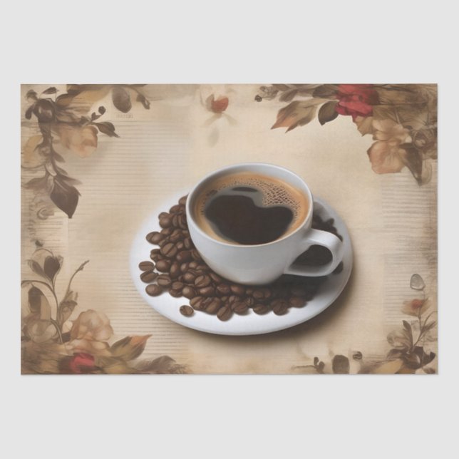 Papel De Seda Taza de café Latte Decoupage /  (Anverso)