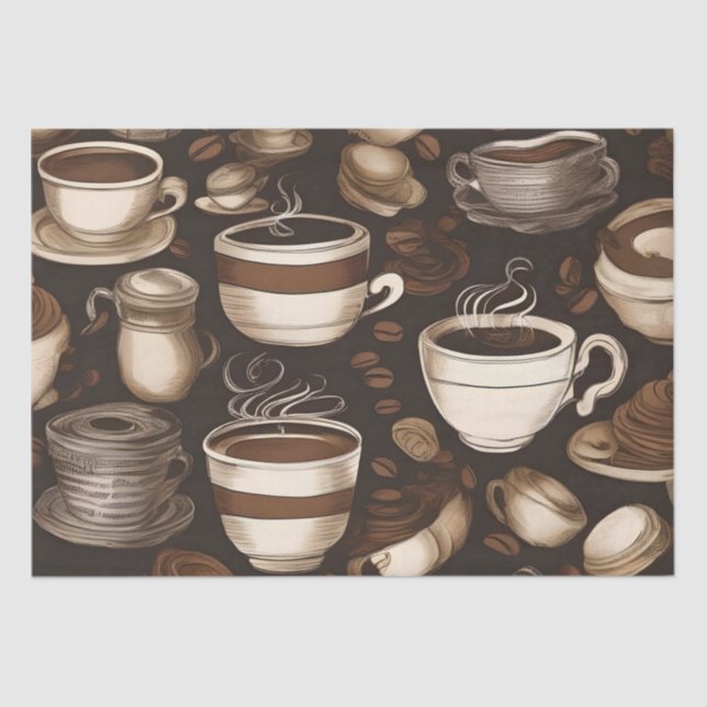 Papel De Seda Tazas de café decoupage /  (Anverso)