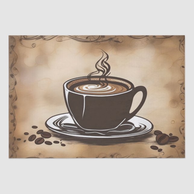 Papel De Seda Tazas de café Latte Decoupage /  (Anverso)