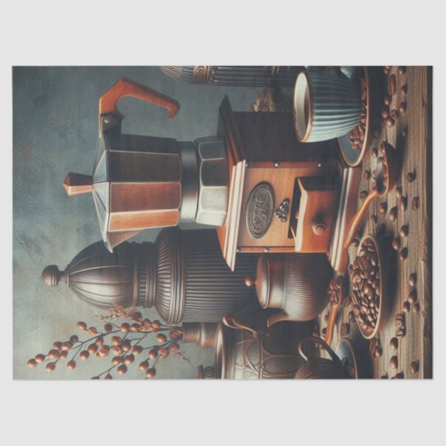 Papel De Seda Tazas Molinillo de Café Antiguo (Anverso)