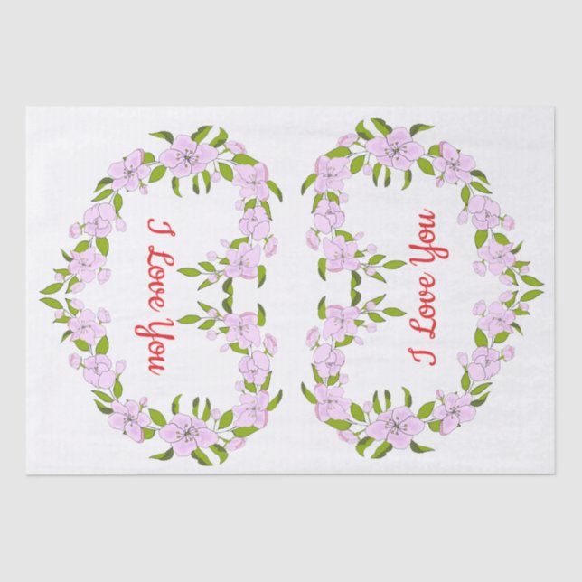 Papel De Seda Te amo flores lindas (Anverso)