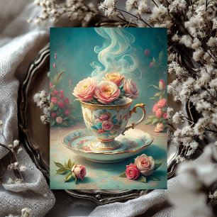 Papel De Seda Té chic vintage y chic con rosas de color