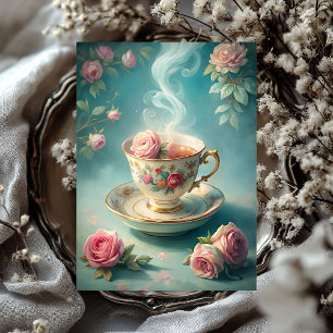 Papel De Seda Té chic vintage y chic con rosas de color