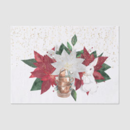 Papel De Seda Té Cups Navidades de Conejo de Poinsettia