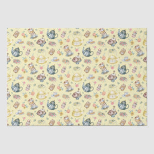 Papel De Seda Té vintage por la tarde y patrón de Rosas en amari