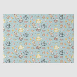 Papel De Seda Té vintage por la tarde y patrón de Rosas en Aqua