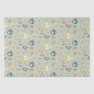 Papel De Seda Té vintage por la tarde y patrón de Rosas en verde