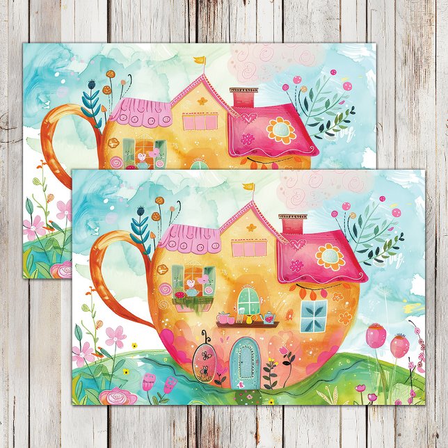 PAPEL DE SEDA TEA CUP HOUSE DECOUPAGE TISSUE PAPELES (WHIMSICAL TEA CUP HOUSE DECOUPAGE TISSUE PAPER)