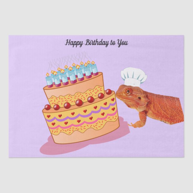 Papel De Seda Teak the Birthday Beardie (Dragón con barba) (Anverso)