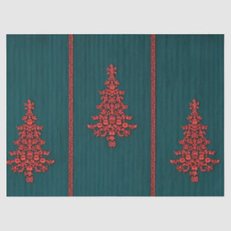 Papel De Seda Teal and Red Crystal Christmas Trees