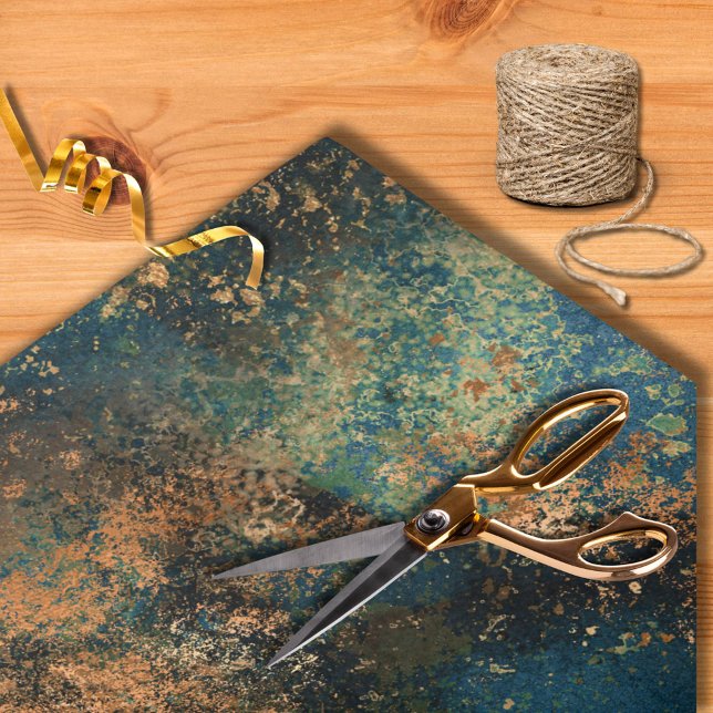 Papel De Seda Teal Oscuro Moderno y Cobre Falso Metálico (Subido por el creador)