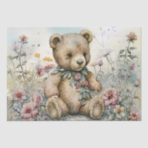 Papel De Seda Teddy Bear acuarela floral