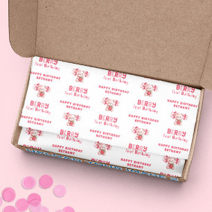 Papel De Seda Teddy Bear Berry primer nombre de cumpleaños feliz