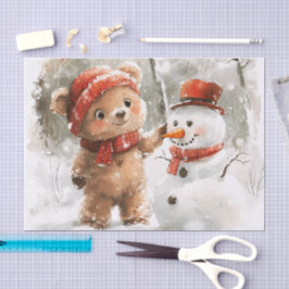 Papel De Seda Teddy Bear y Snowman