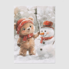 Papel De Seda Teddy Bear y Snowman