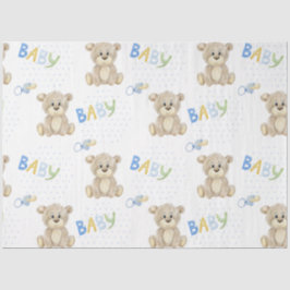 Papel De Seda Teddy Oso Azul Polkadots Niño