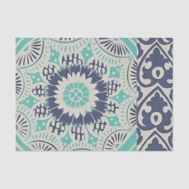 Papel De Seda Teja azul III del batik (Anverso)