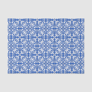 Papel De Seda Teja marroquí - azul y blanco de cobalto