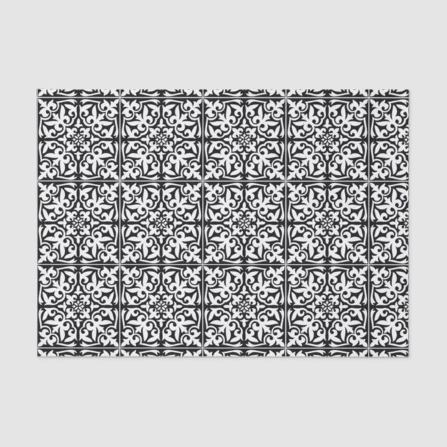 Papel De Seda Teja marroquí - negro con el fondo blanco (Anverso)