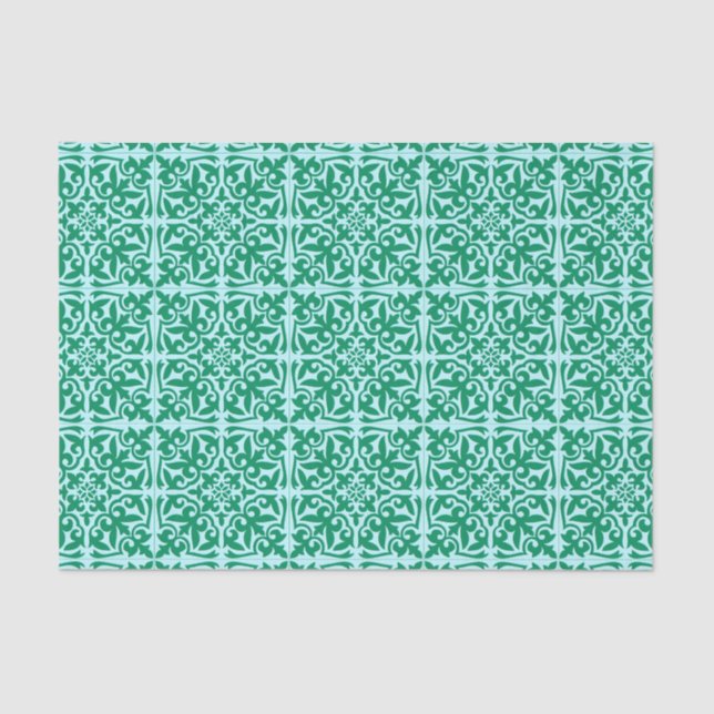 Papel De Seda Teja marroquí - turquesa y aguamarina (Anverso)