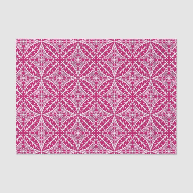 Papel De Seda Tejas marroquíes - magenta y blanco (Anverso)