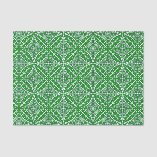 Papel De Seda Tejas marroquíes - verde esmeralda y blanco (Anverso)