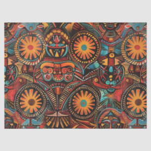 Papel De Seda Tejido azul vibrante "Impresión ancestral eterna" 