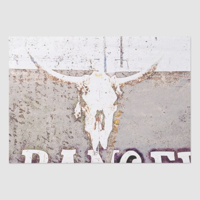 Papel De Seda Tejido blanco marrón blanco de calavera occidental (Anverso)