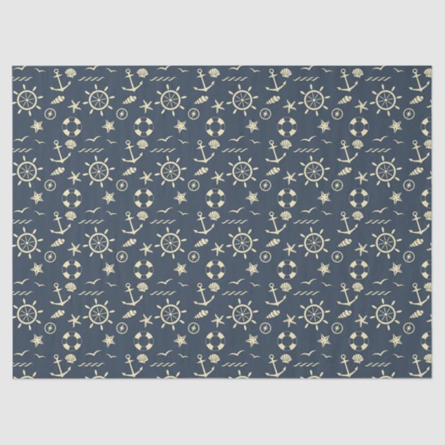 Papel De Seda Tejido de ajuste de regalo náutico (Anverso)