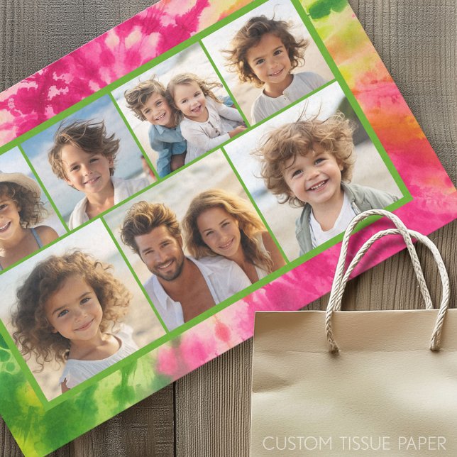 Papel De Seda Tejido de arcoiris - 7 Collages de fotos - Vibe de (Custom Photo Tissue Paper)