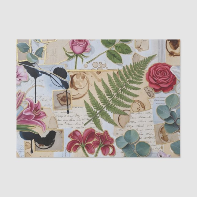 Papel De Seda Tejido de Colage Botánico-Artisanal (Anverso)