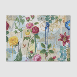 Papel De Seda Tejido de Colaje Botánico-Artístico
