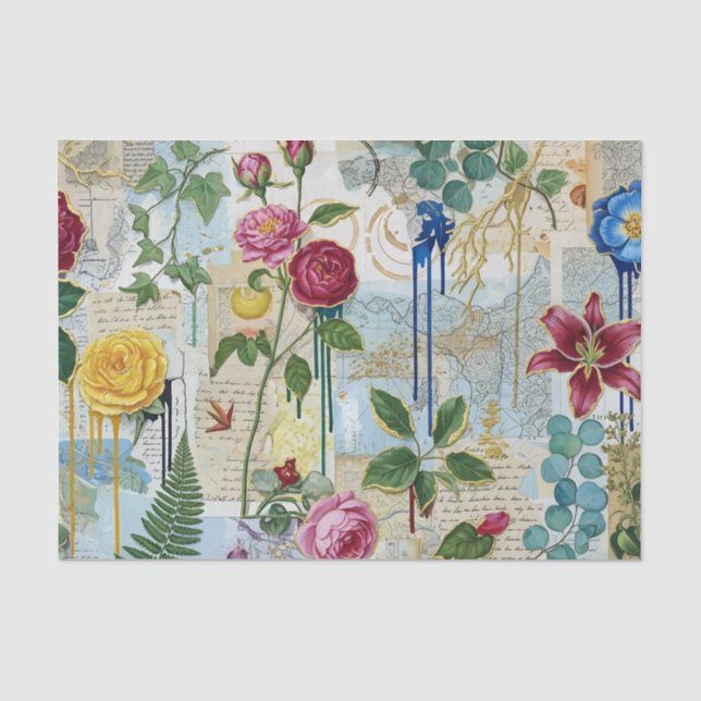 Papel De Seda Tejido de Colaje Botánico-Artístico (Anverso)