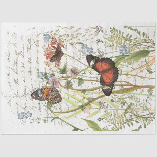 Papel De Seda Tejido de collarín del jardín de época (Anverso)