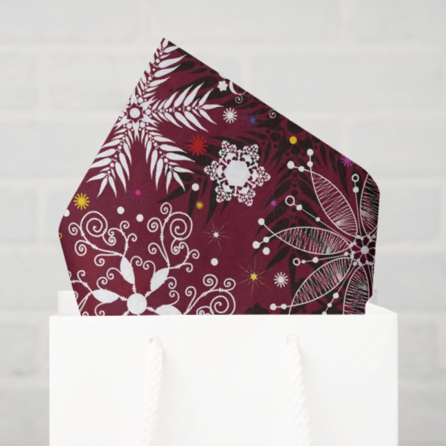 Papel De Seda Tejido de copos de nieve marrón Navidad (Bolsa de regalo)